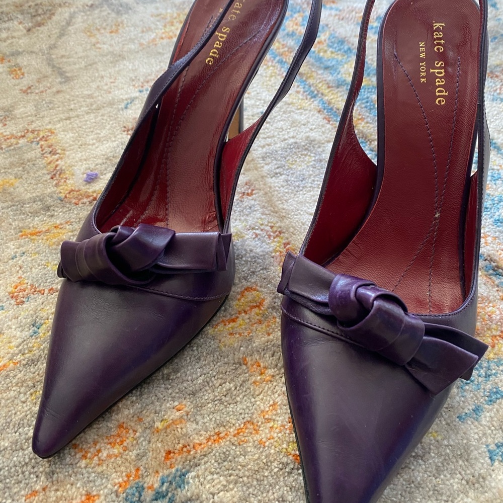 Kate Spade calf leather Glacial Slingback pump in Grape Purple - Picture 4 of 13